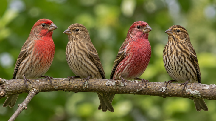 Illustration comparing the varied male-female differences across finch species